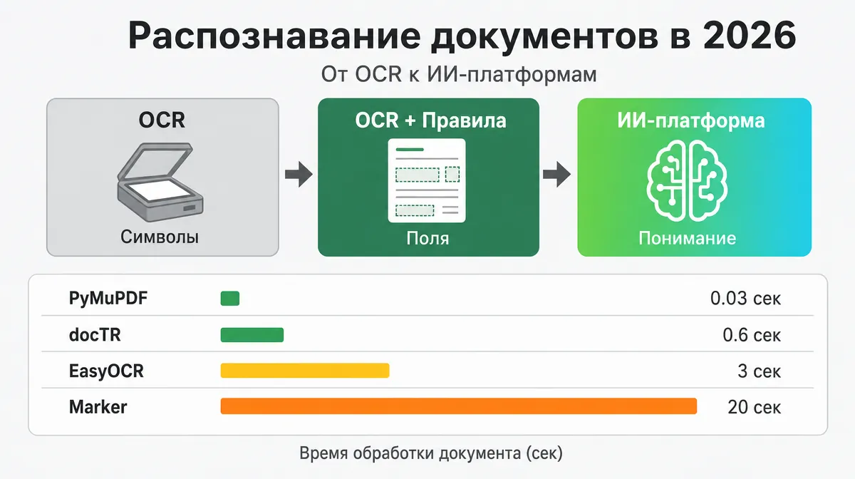 Распознавание документов в 2026 - от OCR к ИИ-платформам: сравнение скорости движков